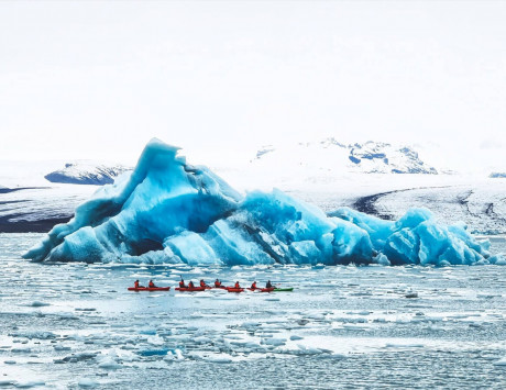 Kayak entre les icebergs à Jökulsarlon